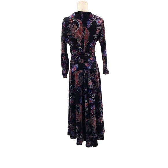UNIQUE VINTAGE 5X 26 Plus black floral stretch velvet winter midi dress NWT b166 - Picture 3 of 7